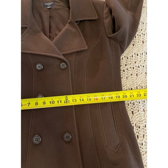Sonoma Life+Style Wool Blend Brown Peacoat Womens Size Large - Picture 9 of 12
